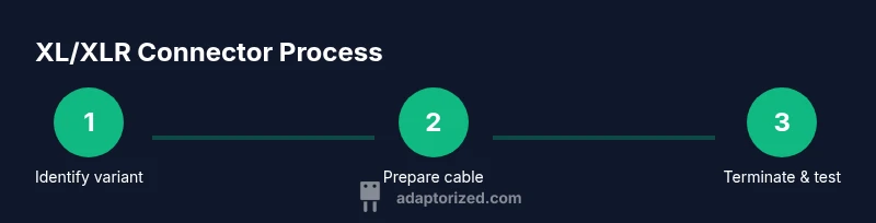 Process diagram showing three steps for XL/XLR connector assembly