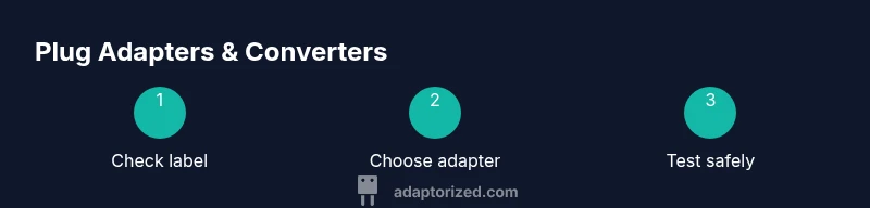Infographic showing steps to decide on plug adapters and converters