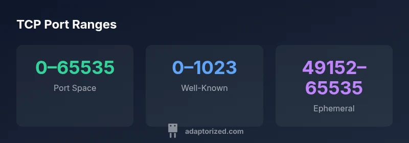 Infographic showing TCP port ranges and common ports